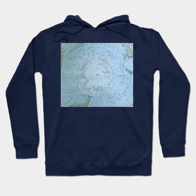 South Pole antique map 1800s, Antarctica, South America, Australia, New Zealand Hoodie by djrunnels